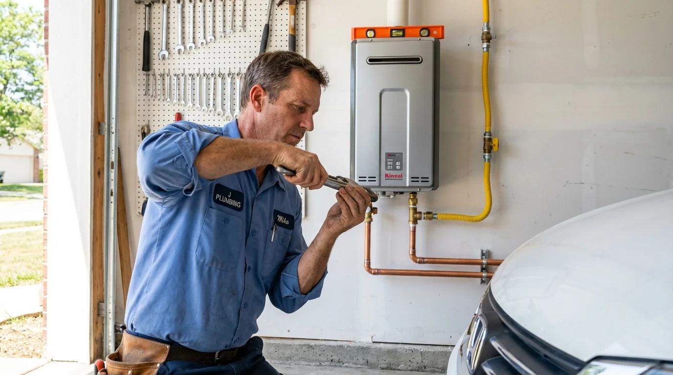Tankless water heater installation by a Johns Plumbing LLC plumber in Perry